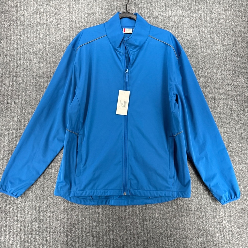 Clique Jacket Mens XL Blue Solid Softshell Full Zip Long Sleeve Business Casual
